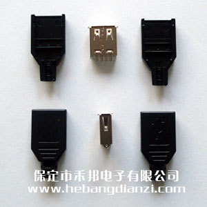 USB-A插座 黑色塑殼三件套